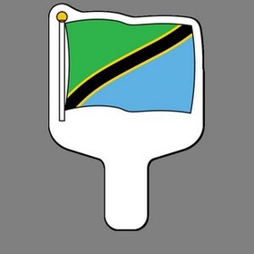 Custom Hand Held Fan W/ Full Color Flag Of Tanzania, 7 1/2" W x 11" H