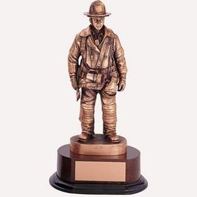 Custom 14" Antique Bronze Firefighter Trophy w/Engraving Plate