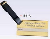 Custom Gold Plated Brass Luggage Tag w/ Leather Strap (Screened)