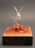 Custom 116-11003  - Bald Eagle/Branch Award on Manzanita Wood on Authentic Burlwood Base