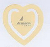 Custom Solid Brass Heart Shaped Bookmarker (Screened)
