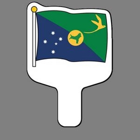Custom Hand Held Fan W/ Full Color Christmas Island Flag, 7 1/2" W x 11" H