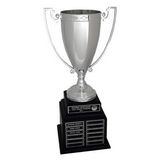 Custom Perpetual Silver Cup Trophy w/Black Wood Base & 48 Name Plates (20 1/2