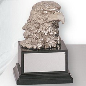 Custom Electroplated Silver Resin Eagle Head Trophy (6 1/2")