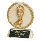Custom Torch Achievement Stone Resin Trophy w/ Engraving Plate
