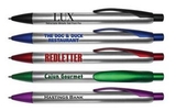 Custom Lux Retractable Ball Point Pen w/Silver Barrel & Colored Trim, 5 1/2