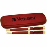 Custom Rosewood Rollerball / Ballpoint Pen Set With Wood Box