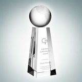 Custom Top Of World Globe Optical Crystal Award (Large), 8