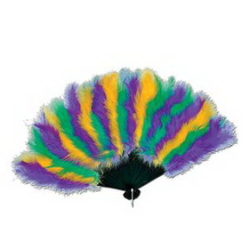 Custom Mardi Gras Feather Fan, 12" L x 20" W