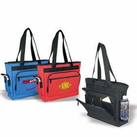 Custom Zippered Tote w/ Briefcase, Grocery Shopping Bag, 16" L x 14" W x 5" H