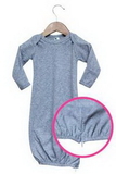 Custom The Laughing Giraffe® Gray Baby Gown w/Side Zipper