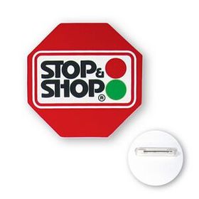 Custom 2" X 2" Octagon Shape Plastic Advertising Campaign Button (2")