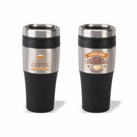 16 oz. Stainless Steel Tumbler with Plastic Liner, Personalised Tumbler, Custom Logo Tumbler, 6.875" H x 3.25" Diameter x 2.625" Diameter