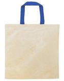 Natural Tote Bag w/ Short Contrasting Color Web Handles - Blank (14