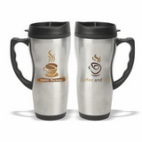 16 oz. Stainless Steel Travel Mug with Plastic Liner, Personalised Mug, Custom Mug, Advertising Mug, 7.75
