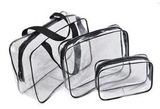 Custom 3 Pack Clear PVC Zippered Luggage Makeup Bag Pouch, 11.81
