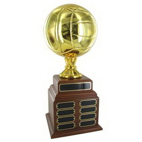 Custom Gold Volleyball Perpetual Trophy (19")