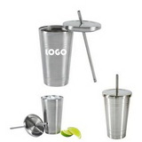 Custom 16 Oz. Stainless Steel Cold/Hot Cup Tumbler With Straw, 3.93