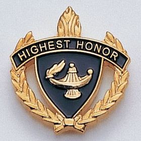 Blank Fully Modeled Epoxy Enameled Scholastic Award Pins (Highest Honor), 7/8" L