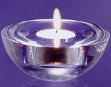 Custom Optical Crystal Glaze Candle Holder, 4 1/4