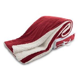 Blank Micro Mink Sherpa Blanket - Red (Overseas), 50" W X 60" L