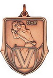 Custom 100 Series Stock Medal (Female Golfer) Gold, Silver, Bronze