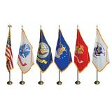 Custom 8' Pole & 3' x 5' Flag - Military and US Indoor Presentation Set