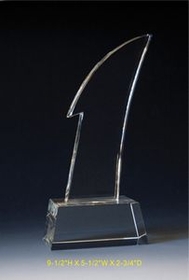 Custom No.1 Award optical crystal award trophy., 9.5" L x 5.5" W x 2.75" H