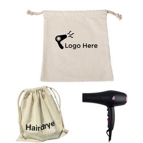 Custom Luxury Hair Dryer Drawstring Bags / Canvas Drawstring Bags, 12" W x 12" H