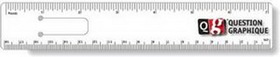 Custom .020 White Plastic Punched Clip Bookmark Rulers - 1.25"x7.25", Full Color
