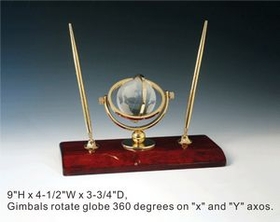 Custom Crystal Globe Desk Set Crystal Award Trophy., 9" L x 4.5" W x 3.75" H