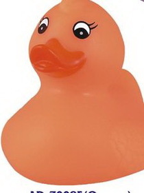 Custom Rubber Spring Time Orange Duck Toy, 2 3/4" L x 2 1/4" W x 2 3/4" H