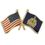 Blank Vermont & Usa Crossed Flag Pin, 1 1/8" W, Price/piece