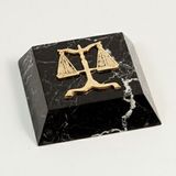 Custom Black Marble Paperweight With Brass Legal Symbol, 4
