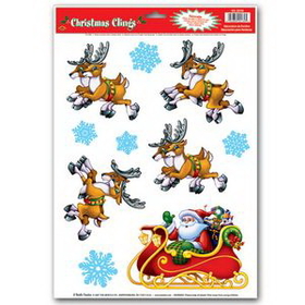 Custom Santa & Sleigh Clings, 12" W x 17" L