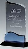 Custom Large Luminous Wave Optical Crystal Award 7 1/2