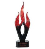 Custom Red/Black Flame Art Glass Award (16 1/4