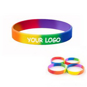 Custom Rainbow Silicone Bracelet / Wristband, 8" W x 1/2" H