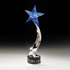 Custom Signature Series Blazing Star Award w/ Art Glass & Stonecast Base, 22" H x 5" Diameter