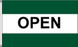 Custom Open Nylon Horizontal Message Flag (Green/White), 3' W x 5' H