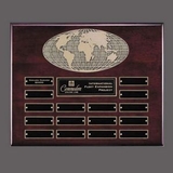 Custom Rosewood Horizontal World Perpetual Plaque w/ 16 Plates, 10 1/2