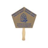 Custom Recycled Fan - Church Shape Single Paper Hand Fan - Wood Stick Handle