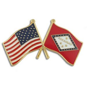 Blank Arkansas & Usa Flag Pin, 1 1/8" W