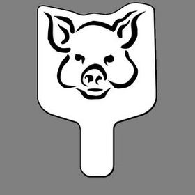 Custom Hand Held Fan W/ Pig Face (Detail Outline), 7 1/2" W x 11" H