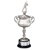 Custom Silver Plated Award Cup w/ Ebony Finished Hardwood Base (20 1/2