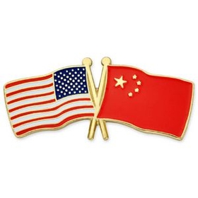 Blank Usa & China Flag Pin, 1 1/8" W X 1/2" H
