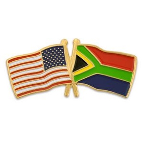 Blank Usa & South Africa Flag Pin, 1 1/8" W X 1/2" H