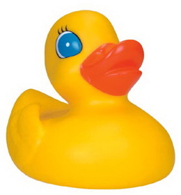 Custom Rubber Big Boy Duck Toy, 8 3/4" L x 7 3/4" W x 7" H