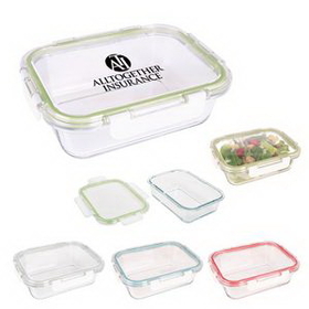 Custom Fresh Prep Square Glass Food Container, 8" W x 6" H x 2" D