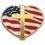 Custom Heart With Cross And Flag - Die Struck Patriotic Lapel Pins, Price/piece